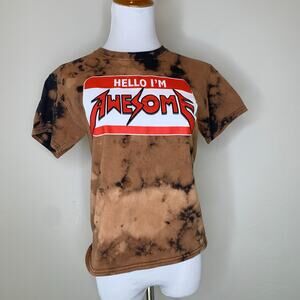 Bleach Dyed Graphic Awesome T Shirt XXS XS